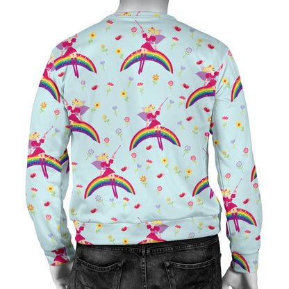 Fairy with Rainbow Print Pattern Men Long Sleeve Sweatshirt