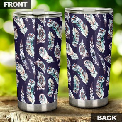 Feather Vintage Boho Design Print Tumbler