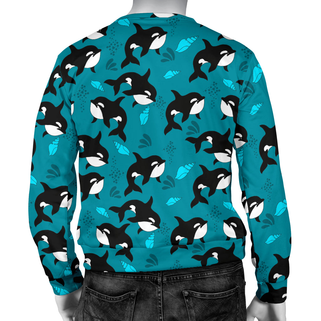 Whale Sea Design Themed Print Men Long Sleeve Sweatshirt