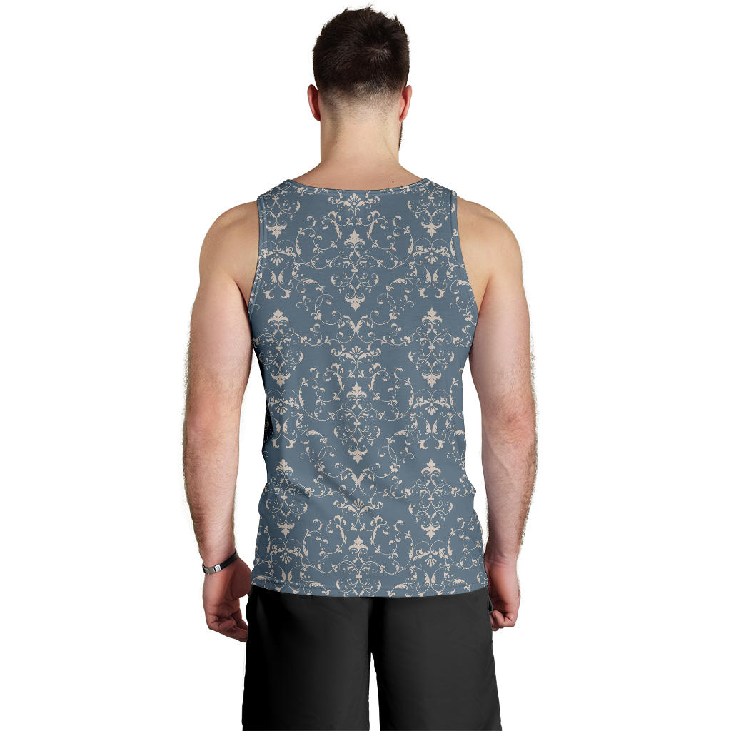 Damask Elegant Teal Print Pattern Men Tank Top