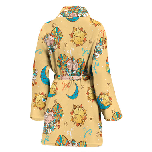 Aries Zodiac Pattern Print Design 03 Women Bathrobe