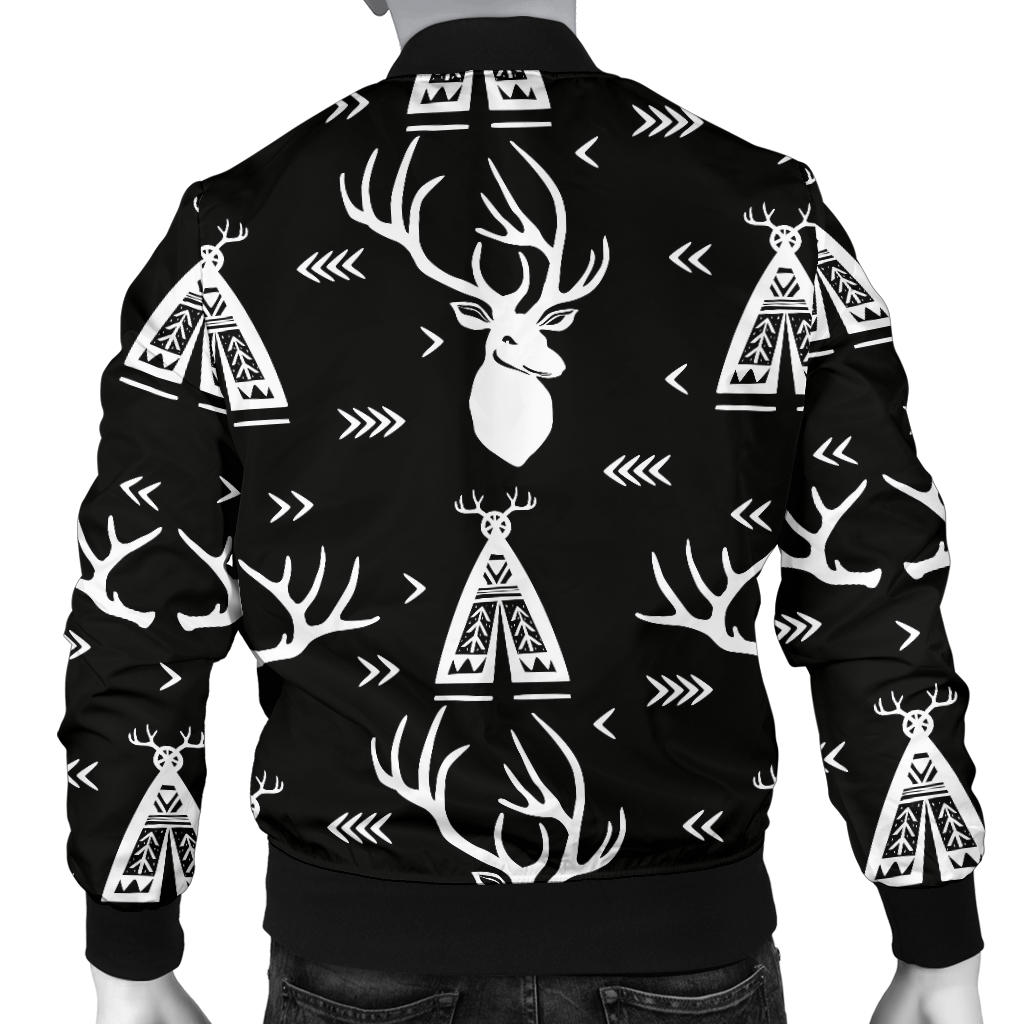 Deer Native Indian Print Pattern Men Bomber Jacket