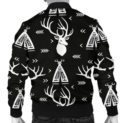 Deer Native Indian Print Pattern Men Bomber Jacket
