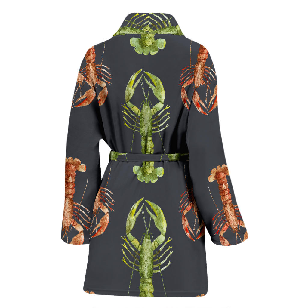 Lobster Pattern Print Design 01 Women Bathrobe