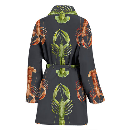 Lobster Pattern Print Design 01 Women Bathrobe