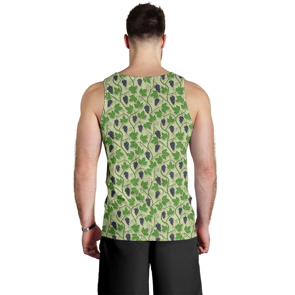 Wine Grape Thmed Print Men Tank Top