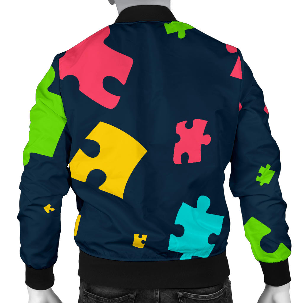 Autism Awareness Colorful Design Print Men Bomber Jacket
