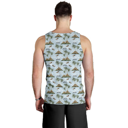Aloha Hawaii island Design Themed Print Men Tank Top