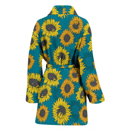 Sunflower Print Design LKS301 Women Bathrobe