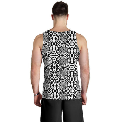 Yin Yang Spiral Design Print Men Tank Top