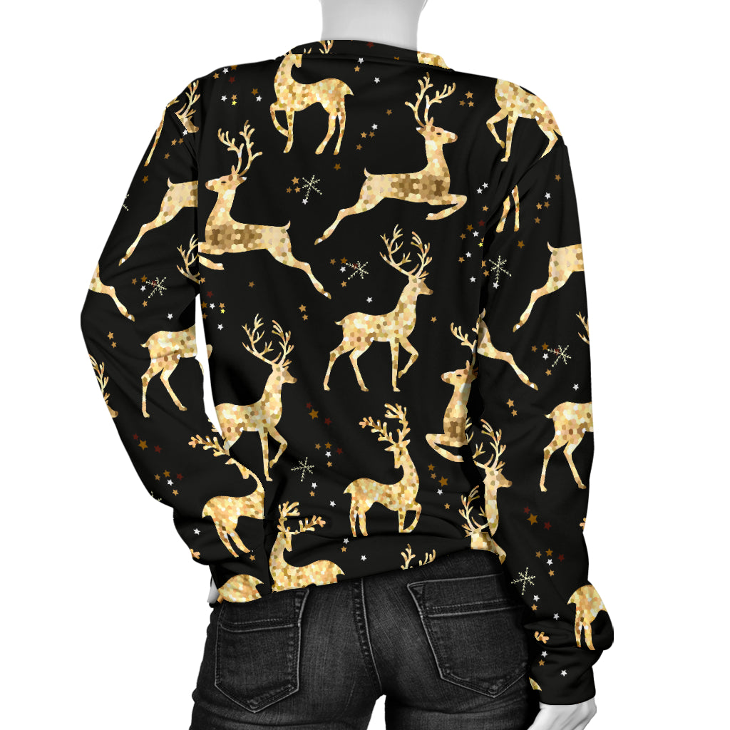 Deer Gold Pattern Women Long Sleeve Sweatshirt