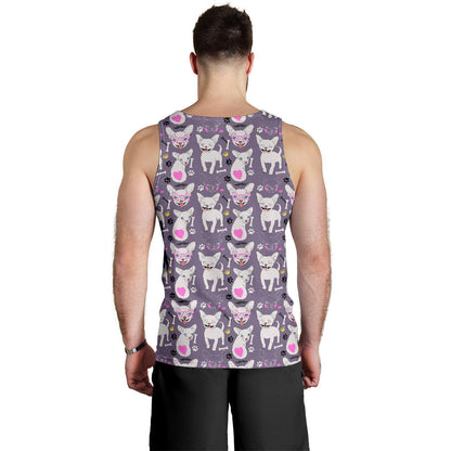 Chihuahua Happy Pattern Men Tank Top