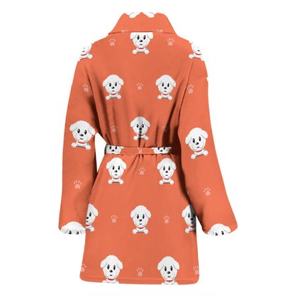 Bichons Frise Pattern Print Design 02 Women Bathrobe