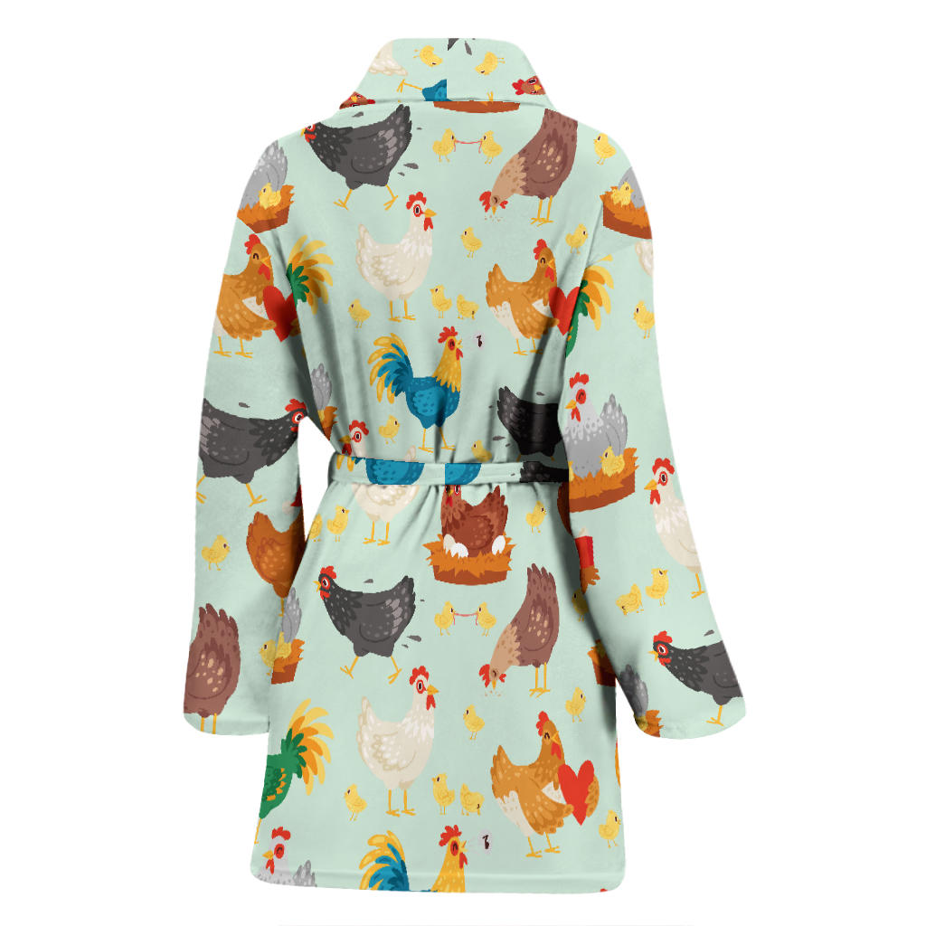 Chicken Pattern Print Design 07 Women Bathrobe