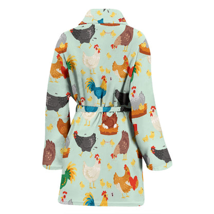 Chicken Pattern Print Design 07 Women Bathrobe