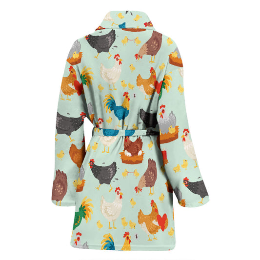 Chicken Pattern Print Design 07 Women Bathrobe
