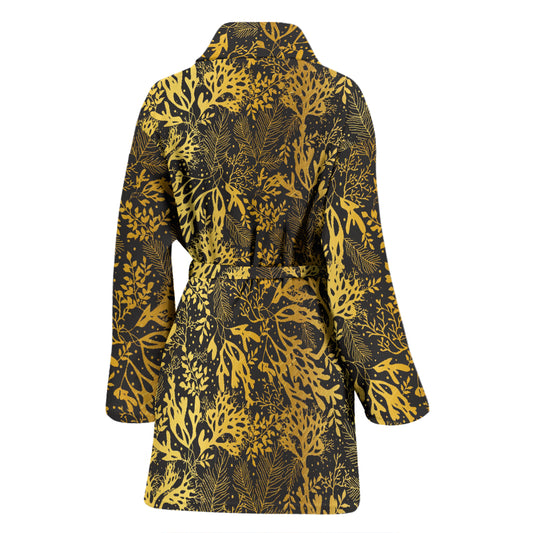 Seaweed Print Design LKS303 Women Bathrobe