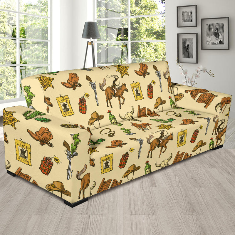 Cowboy Pattern Print Design 04 Sofa Slipcover