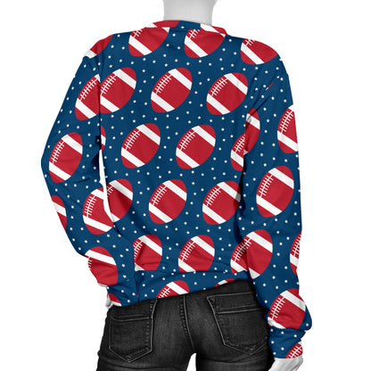 American Football Star Design Pattern Women Long Sleeve Sweatshirt