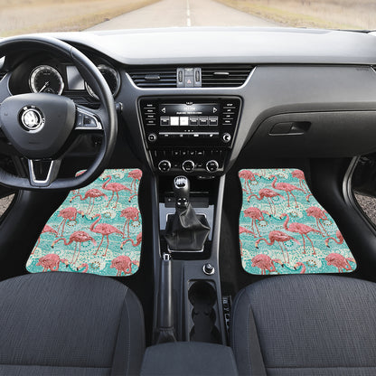 Flamingo Background Themed Print Car Floor Mats Front Back