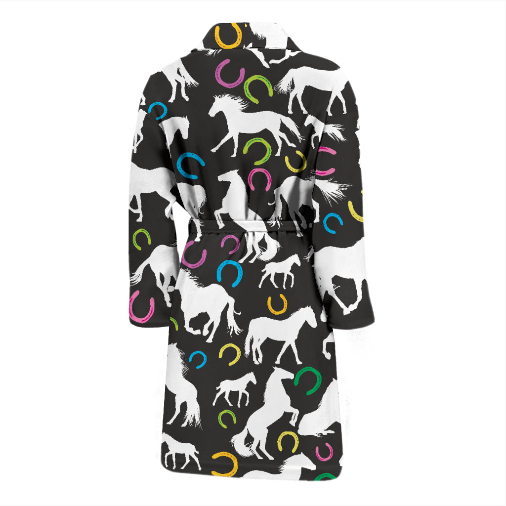 Horse Hoof Colorful Print Design LKS301 Men Bathrobe