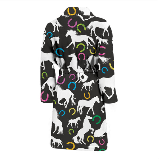 Horse Hoof Colorful Print Design LKS301 Men Bathrobe
