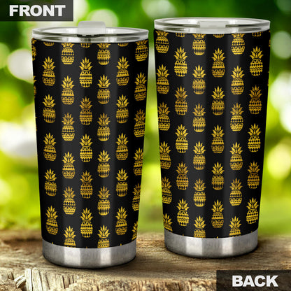 Pineapple Gold Tribal Style Print Tumbler