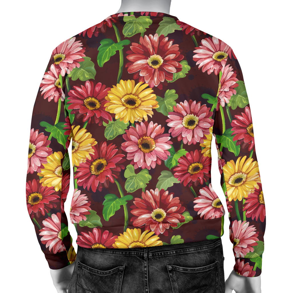 Daisy Gerbera Print Pattern Men Long Sleeve Sweatshirt