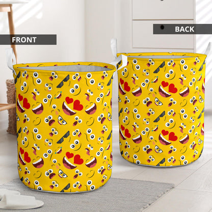 Emoji Face Print Pattern Laundry Basket