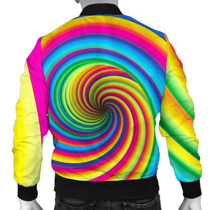 Vortex Twist Swirl Rainbow Design Men Bomber Jacket