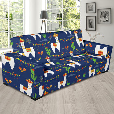 Llama Cactus Pattern Print Design 05 Sofa Slipcover