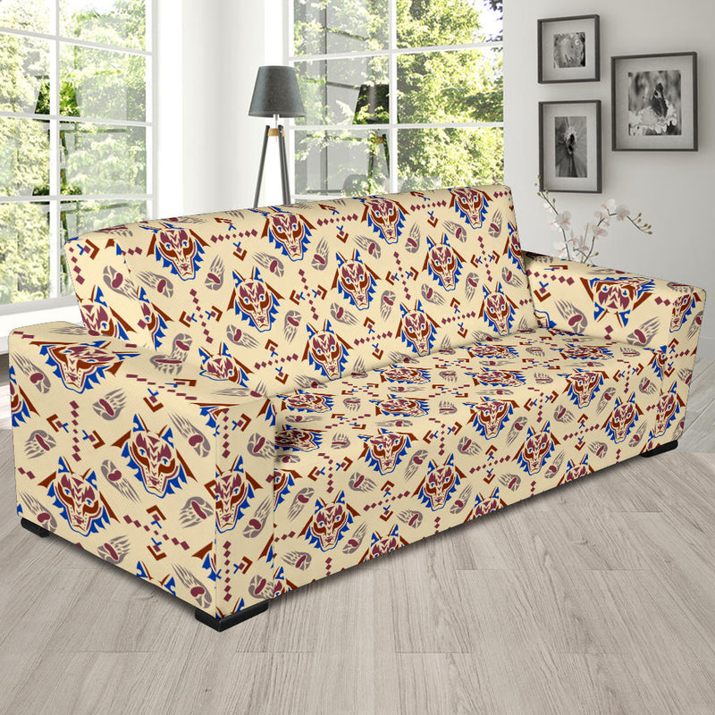 Aztec Wolf Pattern Print Design 03 Sofa Slipcover