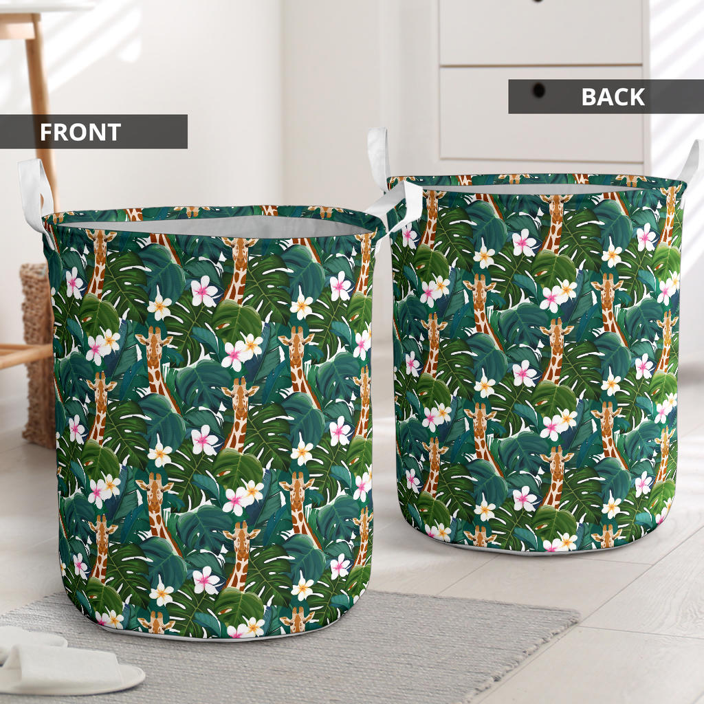 Giraffe Jungle Design Print Laundry Basket