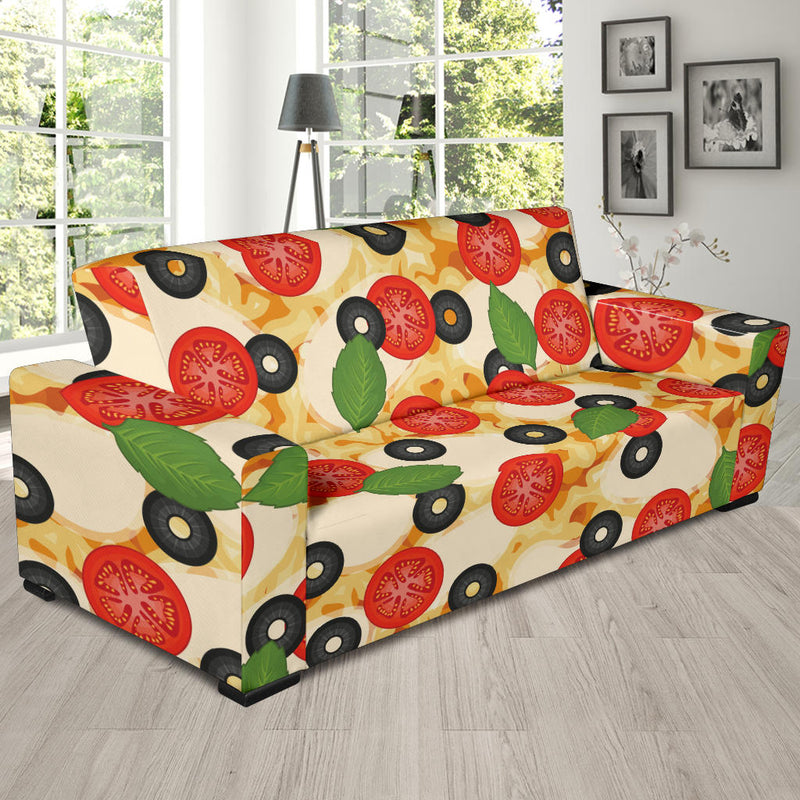 Pizza Pattern Print Design A05 Sofa Slipcover