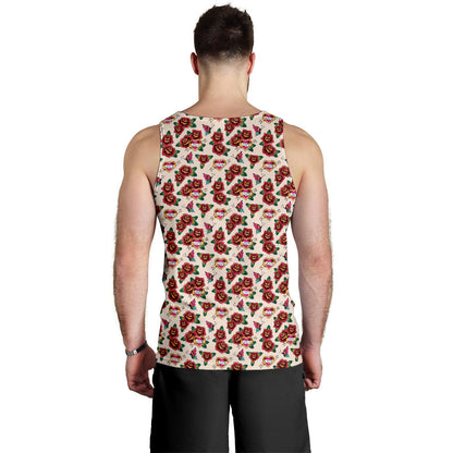 Old School Tattoo Rose Pattern Men Tank Top
