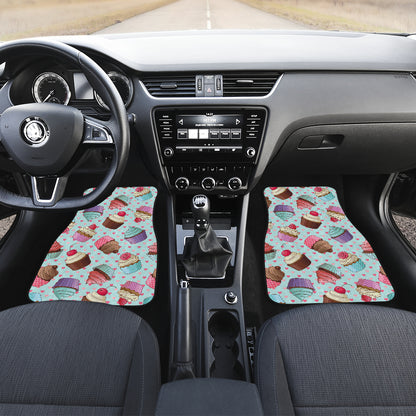 Cupcakes Fancy Heart Print Pattern Car Floor Mats Front Back