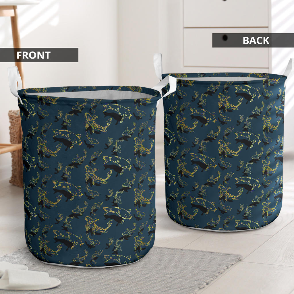 Koi Carp Gold Design Themed Print Laundry Basket
