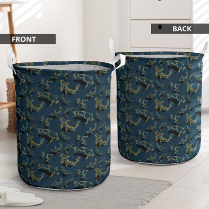 Koi Carp Gold Design Themed Print Laundry Basket