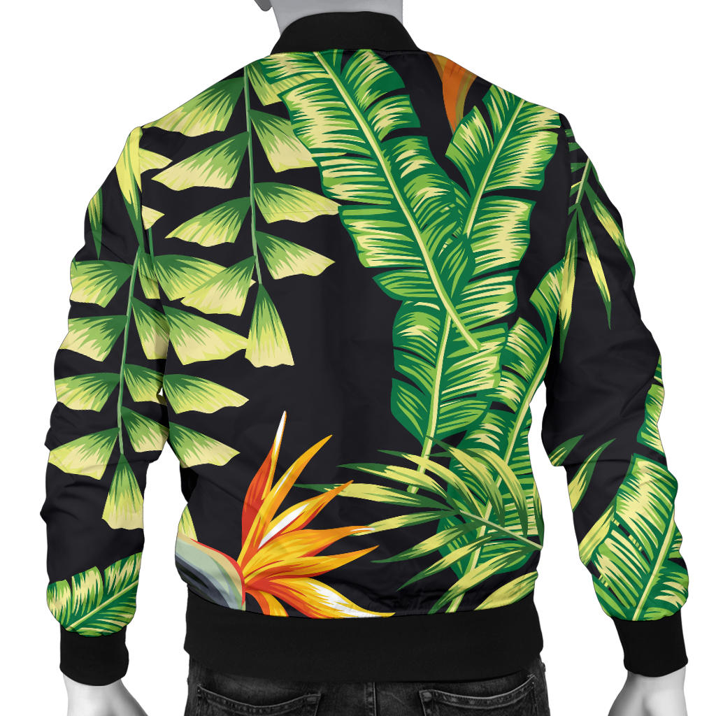 Hawaiian Flower Tropical Palm Leaves Men Bomber Jacket