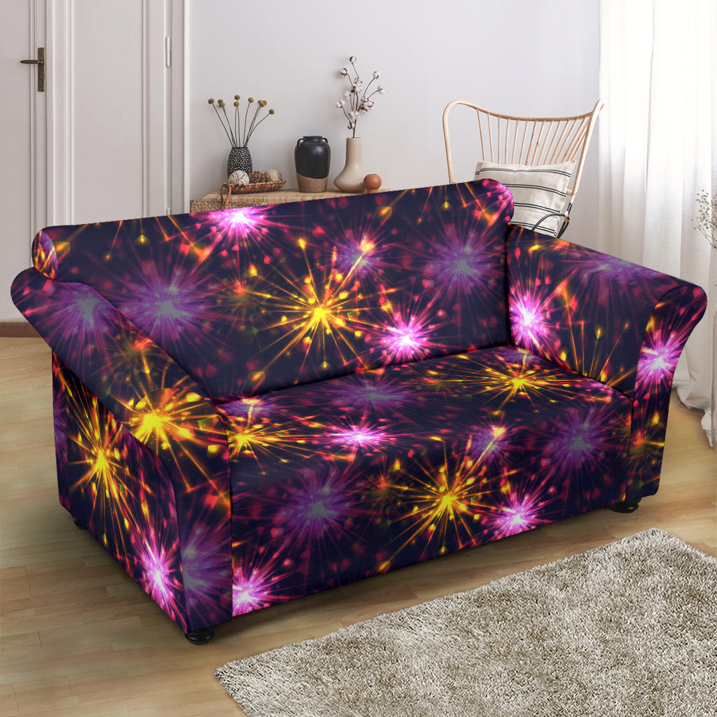 Firework Print Design LKS303 Loveseat Couch Slipcover