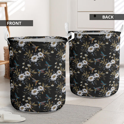 Hummingbird with Embroidery Themed Print Laundry Basket