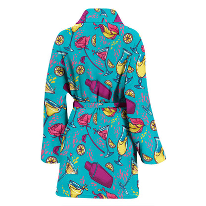 Cocktail Pattern Print Design 03 Women Bathrobe
