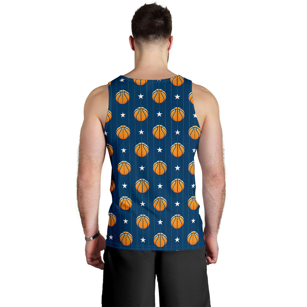 Basketball Star Print Pattern Men Tank Top