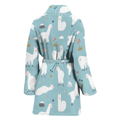 Alpaca Pattern Print Design 02 Women Bathrobe