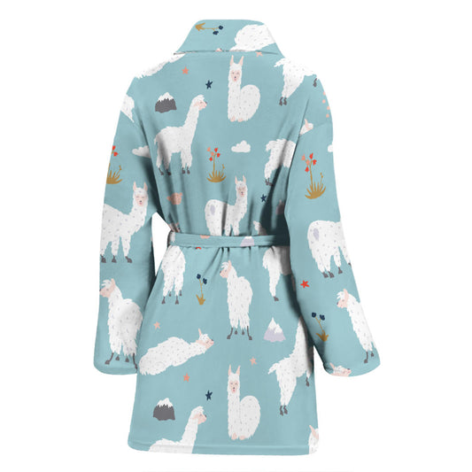 Alpaca Pattern Print Design 02 Women Bathrobe