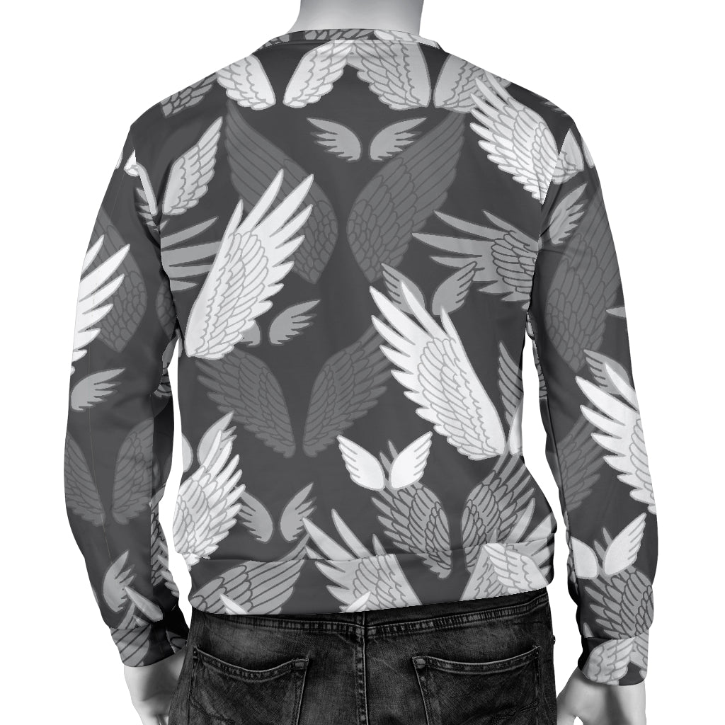 Angel Wings Pattern Design Themed Print Men Long Sleeve Sweatshirt