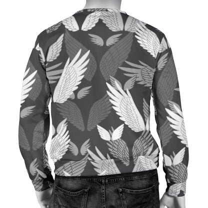 Angel Wings Pattern Design Themed Print Men Long Sleeve Sweatshirt