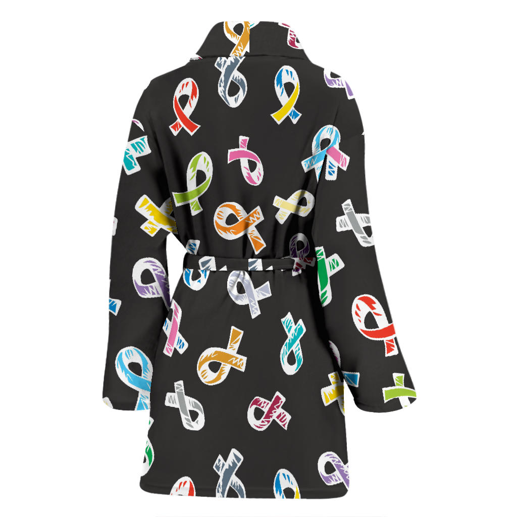 Cancer Awareness Pattern Print Design 02 Women Bathrobe