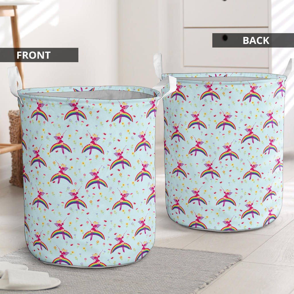 Fairy with Rainbow Print Pattern Laundry Basket