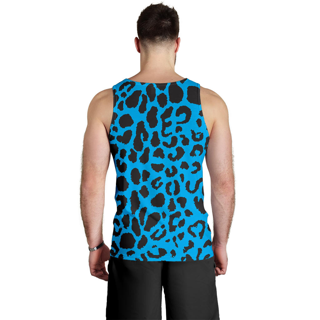 Cheetah Blue Print Pattern Men Tank Top